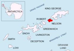 Adanın Güney Shetland Adaları'ndaki konumu