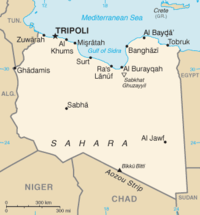 Location of Tripoli within Libya, on the continent of Africa.
