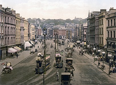 İrlanda'nın ikinci en büyük şehri Cork'un şehir merkezinde yer alan Patrick Caddesi. (Fotokrom, Detroit Publishing Co., 1890-1900 yılları arasında). (Üreten: Detroit Publishing Co.)