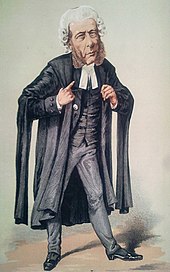 cartoon showing a white-wigged man in a black robe and white collar