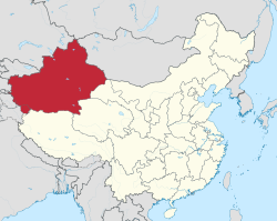 Xinjiang er vist på kortet
