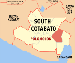 Mapa ning Mauling Cotabato ampong Polomolok ilage