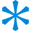 神戸市水道局の徽章「六剣水」。