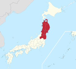 Region Tōhokus beliggenhed i Japan.