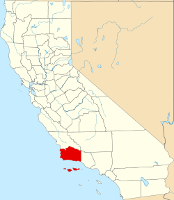 map of California highlighting Santa Barbara County