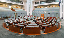 Vergaderzaal van het Huis van Afgevaardigden in het Parlementsgebouw in de Australische hoofdstad Canberra
