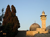 Masjid al-Aqsa as seen from the west, with the al-Fakhariyya Minaret.