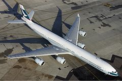 Cathay Pacific on apron from above