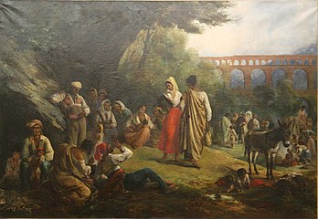 A. M. Colin: Les bohémiens au Pont du Gard (1836). Amb tota probabilitat, gitanos catalans (s'hi aprecien dos personatges amb barretina).