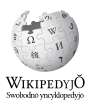 Wikipedia logo displaying the name "Wikipedia" and its slogan: "The Free Encyclopedia" below it, in Silesian