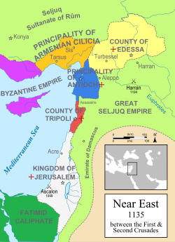 Графство Триполи (в червено), към 1135 г.