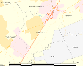 Poziția localității Vendeville