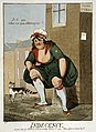 A 1799 cartoon by Isaac Cruikshank showing a woman urinating in the street