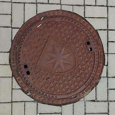 Manhole cover in Benešov, Czech Republic