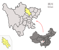 四川省中の綿陽市の位置