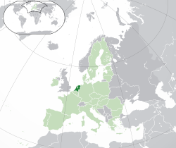 Kahamutang han  Nederlandes  (dark green) – ha Europe  (light green & dark grey) – ha Unyon Europea  (light green)  —  [Legend]