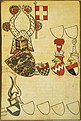 Seite aus dem Armorial Gelre (um 1400) mit der ältesten bekannten Darstellung des Danebrogs