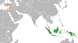 Map indicating locations of Indonesia and Palestine