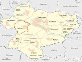 Locatie van Dühren in de gemeente