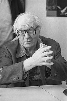 Lezing Franse compoist Olivier Messiaen in Koninklijk Conservatorium in Den Haa, Bestanddeelnr 933-8262.jpg