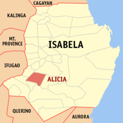 Map of Isabela showing the location of Alicia