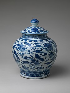 Porțelan chinezesc pictat cu albastru de cobalt, începutul sec. XVI