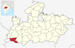 मध्यप्रदेश राज्यस्य मानचित्रे बडवानीमण्डलम्