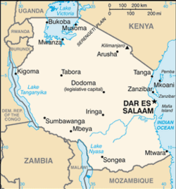 Мапа Танзаніі