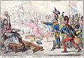 James Gillray: Exit libertè a la Francois! or Buonaparte closing the farce of Egalité, 1799