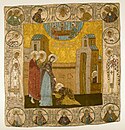 Ткань XV века с вышивкой сюжета явления Богоматери Сергею Радонежскому, 2011 год