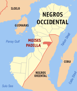 Mapa de Negros Occidental con Moises Padilla resaltado