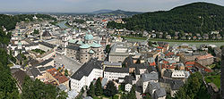 Panorama do centro histórico de Salzburgo