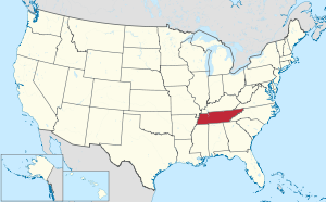 Штат Теннесси на карте США