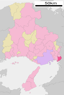 Location of Amagasaki in Hyōgo Prefecture