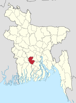 बांग्लादेश के मानचित्र पर गोपालगंज जिले की अवस्थिति