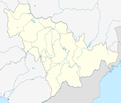 Mapa konturowa Jilin, blisko centrum na lewo znajduje się punkt z opisem „Changchun”