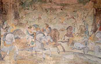 Peinture murale de la galerie du château de Durtal (Pays de la Loire). (définition réelle 4 584 × 2 936)