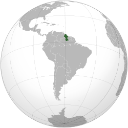 Makhalilo gha  Guyana  (green) in South America  (grey)
