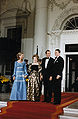 President Reagan and Mrs. Reagan greet King Juan Carlos I and Queen Sophia of Spain for the State Dinner, 1981.