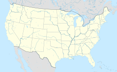 Mapa konturowa Stanów Zjednoczonych, na dole po prawej znajduje się punkt z opisem „Sarasota”