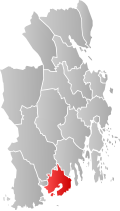 Kart over Tjølling Tidligere norsk kommune