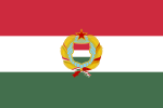Flagge Ungarns 1957–1989 (die Abbildung dieses Wappens in der Flagge war nie offiziell)