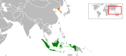 Map indicating locations of Indonesia and North Korea