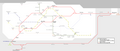 Het volledige kaart van het rail OV in Casablanca met de metro, tram en trein geïntegreerd.