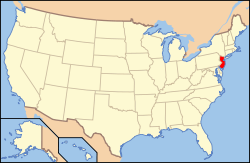 Штат Нью-Джэрзі на мапе ЗША