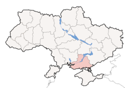 Location o Kherson Oblast (red) athin Ukraine (blue)