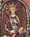 Resimli bir yazma kitapta bulunan Kral Büyük Canute resmi
