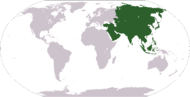 Verdenskart med Asia i grønt