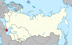 Sovyetler Birliği'ne bağlı Azerbaycan SSC'nin haritadaki konumu.