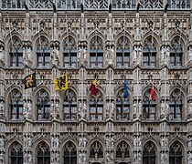 Gevel van het stadhuis van Leuven, de hoofdstad van de Belgische provincie Vlaams-Brabant